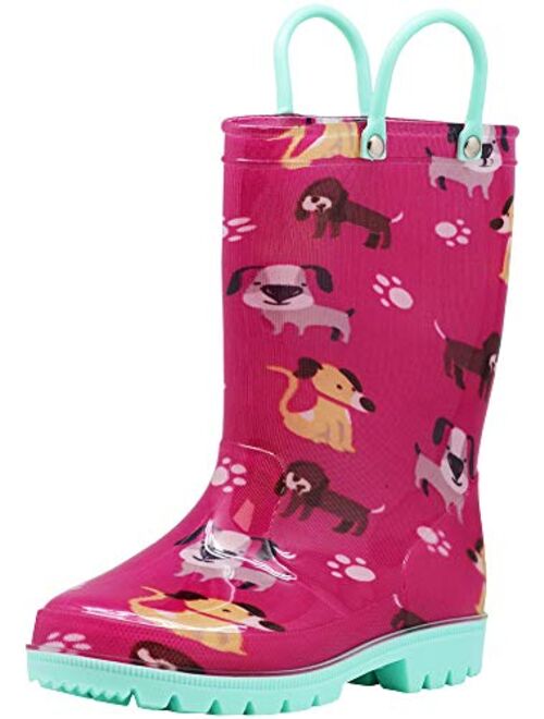 NORTY Waterproof Rubber Rain Boots for Girls & Boys - Toddlers & Big Kids - Solid & Printed Rainboots