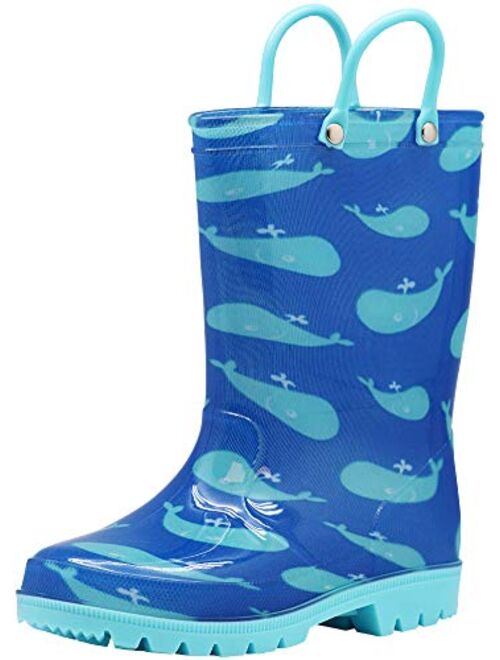 NORTY Waterproof Rubber Rain Boots for Girls & Boys - Toddlers & Big Kids - Solid & Printed Rainboots