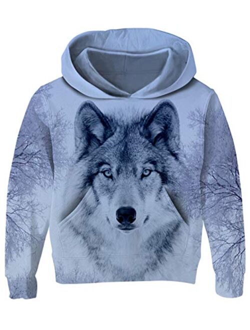 uideazone Boys Girls 3D Graphic Printed Sweatshirts Long Sleeve Cotton Pullover Hoodies with Pocket 3-16Y