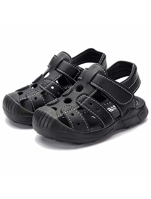 HOBIBEAR Boys Girls Outdoor Sandals Closed Toe Flat Shoes Kid Water Shoes Summer Beach Shoes(Toddler/Little Kid)