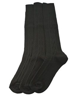 Sierra Socks Women's Girl's Acrylic Cable Knit Knee High 3 Pair Pack