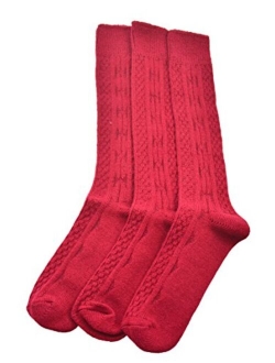 Sierra Socks Women's Girl's Acrylic Cable Knit Knee High 3 Pair Pack