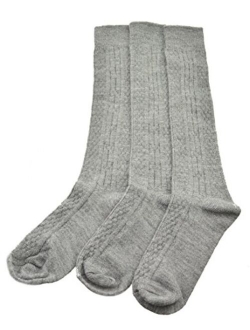 Sierra Socks Women's Girl's Acrylic Cable Knit Knee High 3 Pair Pack