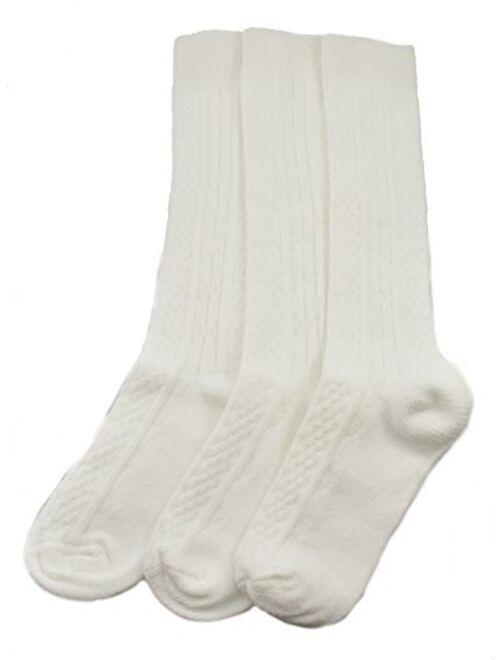 Sierra Socks Women's Girl's Acrylic Cable Knit Knee High 3 Pair Pack