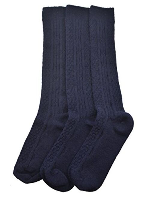 Sierra Socks Women's Girl's Acrylic Cable Knit Knee High 3 Pair Pack