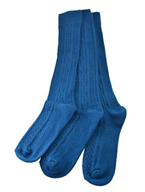 Sierra Socks Women's Girl's Acrylic Cable Knit Knee High 3 Pair Pack