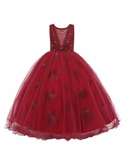 Little Big GirlsTulle Retro Vintage Dresses Flower Lace Pageant Party Wedding Floor Length Dance Evening Gown