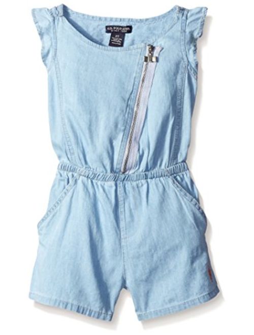 U.S. Polo Assn. Girls' Asymmetrical Zip Front Romper