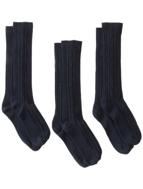 Jefferies Socks Girls' Classic Cable Knee High (Pack of 3)