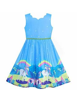 Girls Dress Purple Sunflower Green Leaves