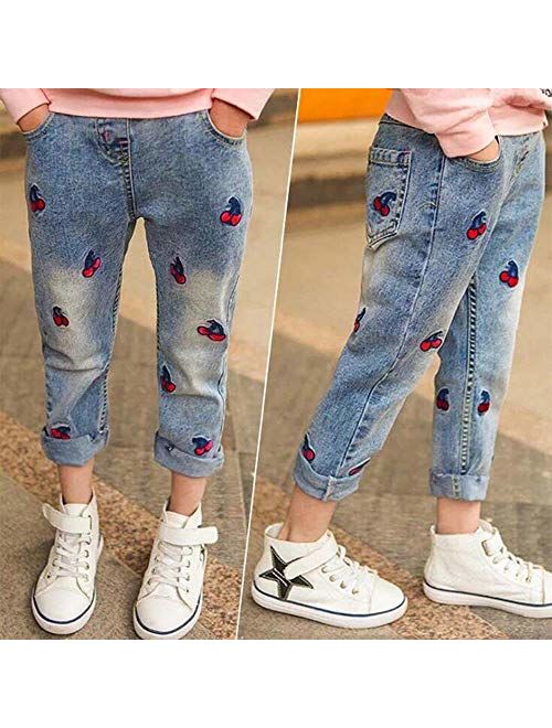 Toddler Little Kids Girls Elastic Waist Denim Jeans Bottom Pants Leggings Trousers