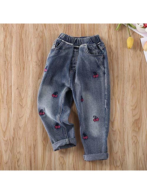 Toddler Little Kids Girls Elastic Waist Denim Jeans Bottom Pants Leggings Trousers