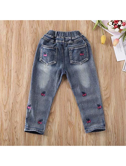 Toddler Little Kids Girls Elastic Waist Denim Jeans Bottom Pants Leggings Trousers