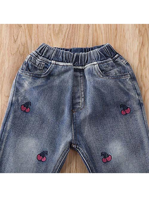 Toddler Little Kids Girls Elastic Waist Denim Jeans Bottom Pants Leggings Trousers