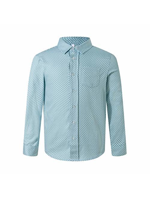 ARAR Boy's Long Sleeve Cotton Polka Dot Dress Shirt