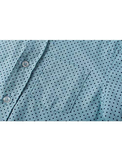 ARAR Boy's Long Sleeve Cotton Polka Dot Dress Shirt