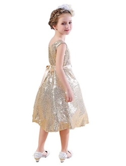 Bow Dream Lovely Lace V-Neck Sleeveless Flower Girl Dress