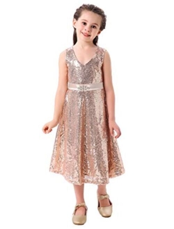 Bow Dream Lovely Lace V-Neck Sleeveless Flower Girl Dress