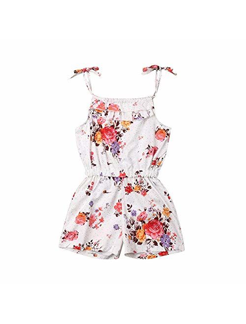 DuAnyozu Toddler Little Baby Girls Off-Shoulder Strap Rompers Jumpsuits Overalls One Piece Outfit Summer Clothes