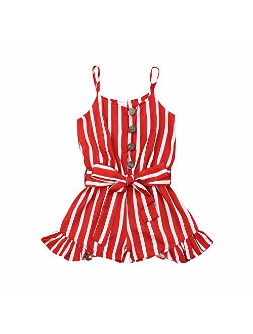 DuAnyozu Toddler Little Baby Girls Off-Shoulder Strap Rompers Jumpsuits Overalls One Piece Outfit Summer Clothes