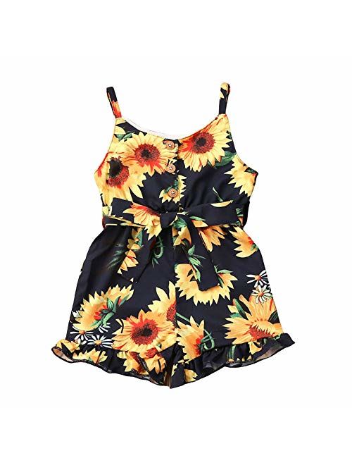 DuAnyozu Toddler Little Baby Girls Off-Shoulder Strap Rompers Jumpsuits Overalls One Piece Outfit Summer Clothes