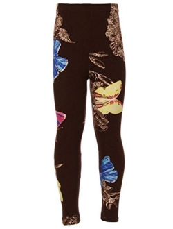 Girl's Kid Size Stretchable Full Length Leggings - Printed or Solid Colors Flower Aztec Cartoon Stripe Camo