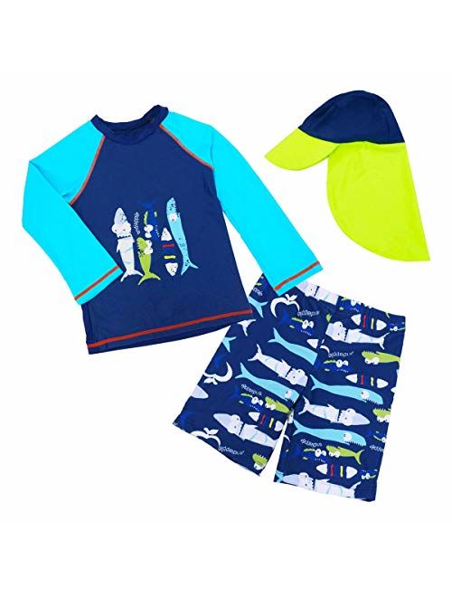 Happy Cherry Kids Rashguard Sets Cartoon Long Sleeve Swimming Sunsuit Two-Piece Wetsuit