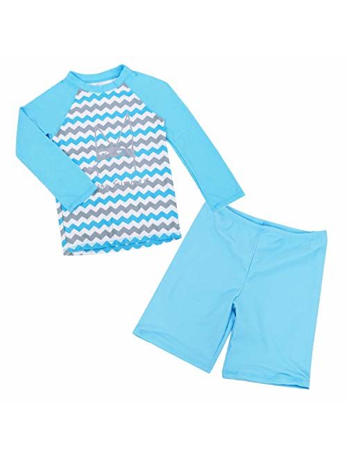 Happy Cherry Kids Rashguard Sets Cartoon Long Sleeve Swimming Sunsuit Two-Piece Wetsuit