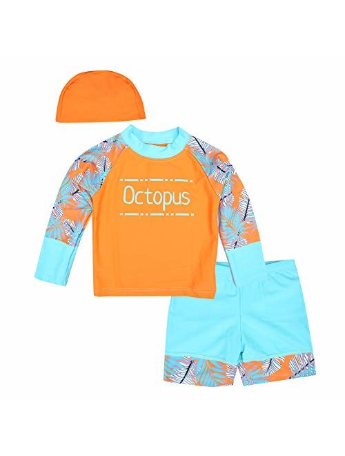 Happy Cherry Kids Rashguard Sets Cartoon Long Sleeve Swimming Sunsuit Two-Piece Wetsuit