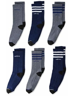 Kids-Boys/Girls 3-Stripes Crew Socks (6-Pair)