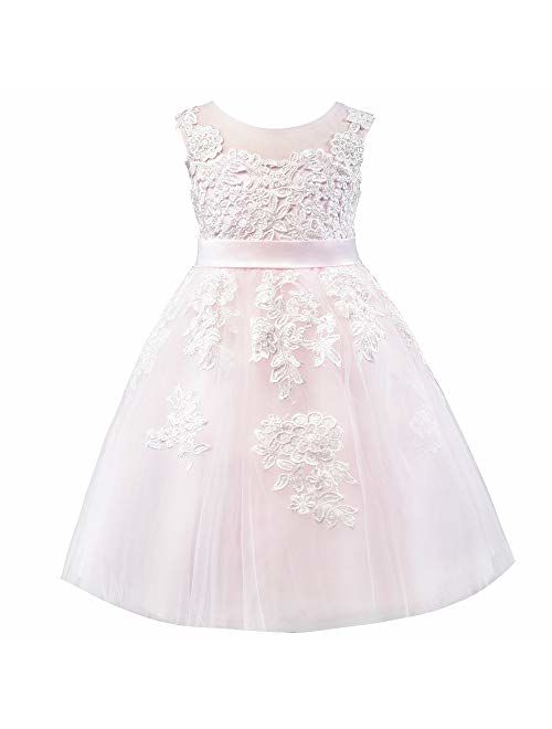 Miama Champagne Lace Tulle Wedding Flower Girl Dress Junior Bridesmaid Dress