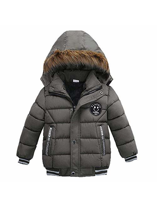 AMIYAN Toddler Boys Down Jacket Winter Jacket Hooded Thickened Warm Snowsuit Coat Parka Outerwear