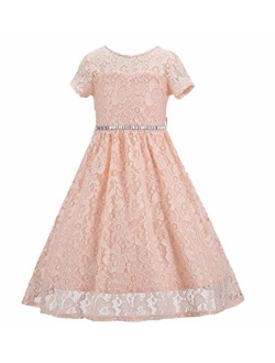 Bow Dream Rustic Bridesmaid Lace Sleeveless Flower Girl Dress