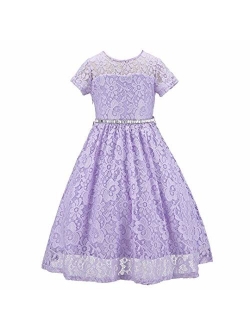 Bow Dream Rustic Bridesmaid Lace Sleeveless Flower Girl Dress