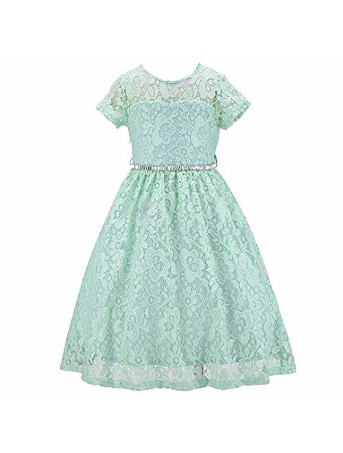 Bow Dream Rustic Bridesmaid Lace Sleeveless Flower Girl Dress