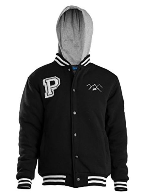 The Polar Club Boys' Fleece Varsity Baseball Jacket Removable Hood