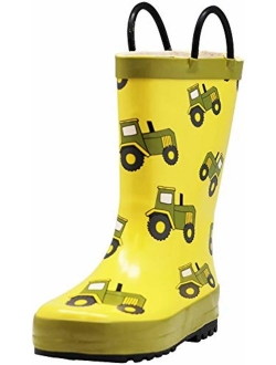 NORTY Waterproof Rubber Rain Boots for Kids - Boys and Girls Solid & Printed Rainboots for Toddlers and Kids