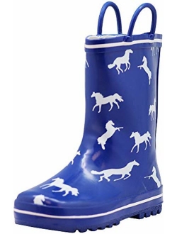 NORTY Waterproof Rubber Rain Boots for Kids - Boys and Girls Solid & Printed Rainboots for Toddlers and Kids