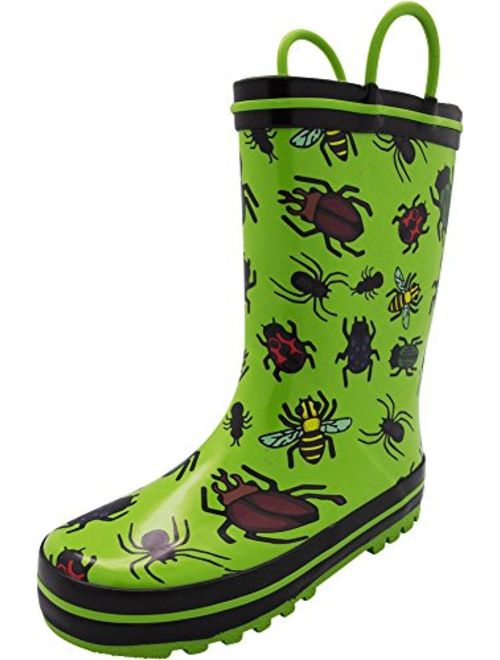 NORTY Waterproof Rubber Rain Boots for Kids - Boys and Girls Solid & Printed Rainboots for Toddlers and Kids