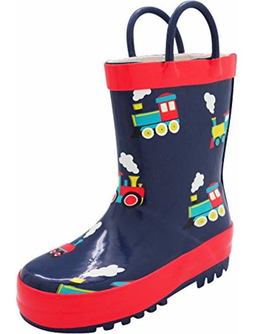 NORTY Waterproof Rubber Rain Boots for Kids - Boys and Girls Solid & Printed Rainboots for Toddlers and Kids