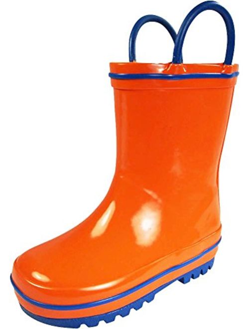 NORTY Waterproof Rubber Rain Boots for Kids - Boys and Girls Solid & Printed Rainboots for Toddlers and Kids