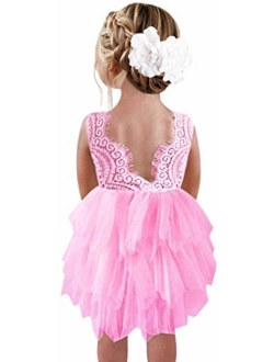 2Bunnies Girl Lace Back A-Line Tutu Tulle Flower Girl Dress