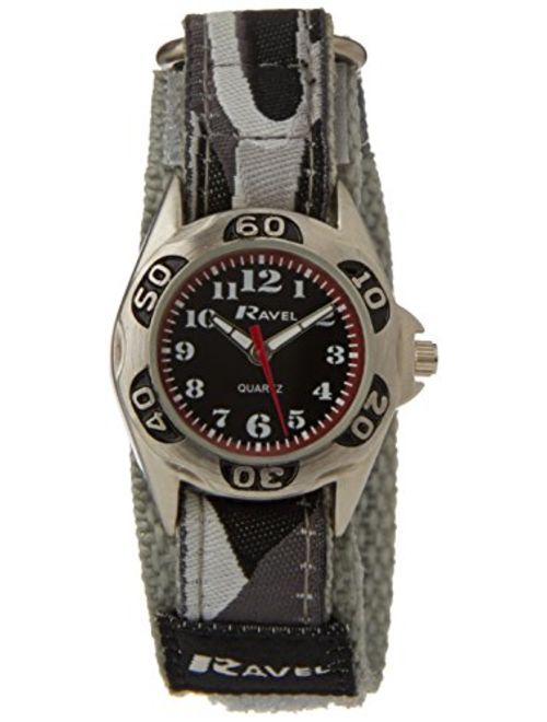 Ravel Grey Camouflage Fabric Strap Quartz Boys Watch R1507.4