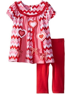 Girls' Paneled Heart Applique Legging Set