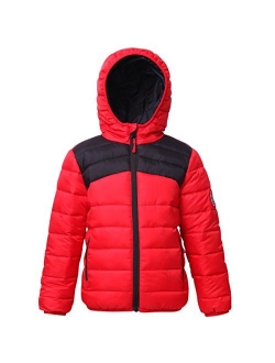 Rokka&Rolla Boys' Lightweight Reversible Water Resistant Hooded Quilted Poly Padded Puffer Jacket