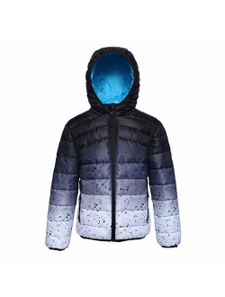 Rokka&Rolla Boys' Lightweight Reversible Water Resistant Hooded Quilted Poly Padded Puffer Jacket