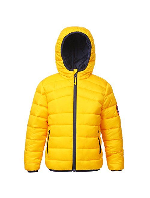 Rokka&Rolla Boys' Lightweight Reversible Water Resistant Hooded Quilted Poly Padded Puffer Jacket