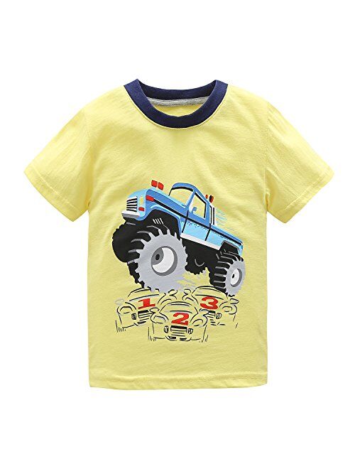 HowJoJo Big Boys Long Sleeve Cotton T-Shirts Excavator Shirt Graphic Tees Gray 7T