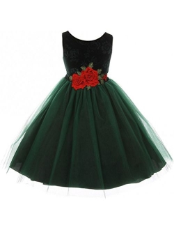 Little Girls Sleeveless Tulle Holiday Christmas Thanksgiving Flower Girl Dress