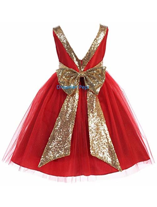 Little Girls Sleeveless Tulle Holiday Christmas Thanksgiving Flower Girl Dress